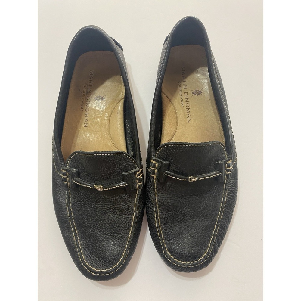 MARTIN DINGMAN Wallace Leather Grain Black Horse Bit Men's Driving Loafer Size 9